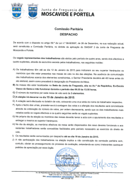 Eleição da Comissão Paritária - Junta de Freguesia de Moscavide e