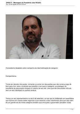29/08/13 – Mensagem do Presidente João Rinaldo