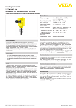 Data sheet - VEGABAR 83 - Sensor slave para pressão diferencial