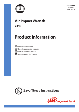 Product Information Manual, Air Impact Wrench, 231G