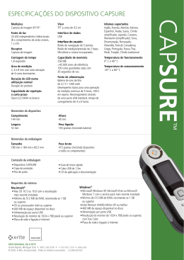 ESPECIFICAÇÕES DO DISPOSITIVO CAPSURE - X-Rite