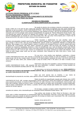 Licitação Pregão Presencial Nº PP 017/2013