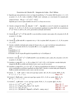 Exercícios de Cálculo III – Integrais de Linha