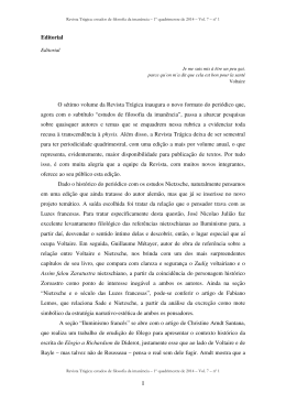 I Editorial O sétimo volume da Revista Trágica inaugura o novo
