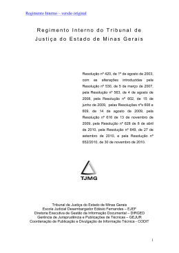 Regimento Interno do TJMG - Tribunal de Justiça de Minas Gerais