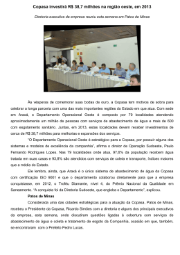 Copasa investirá R$ 38,7 milhões na região oeste, em 2013