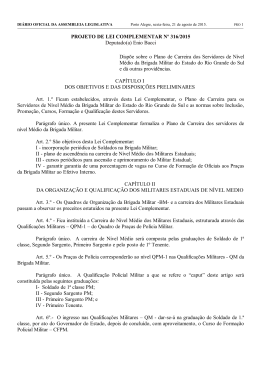 PROJETO DE LEI COMPLEMENTAR Nº 316/2015 Deputado(a