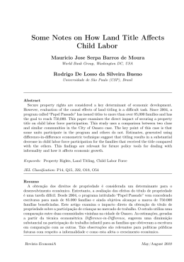 Some Notes on How Land Title Affects Child Labor