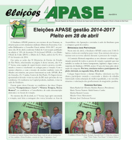 Eleições APASE gestão 2014-2017 Pleito em 28 de abril