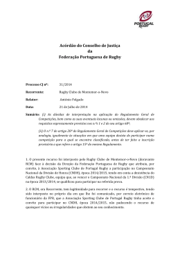 Acordão CJ 31 2014 21 07 2014 - Federação Portuguesa de Rugby
