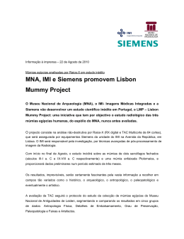MNA, IMI e Siemens promovem Lisbon Mummy Project