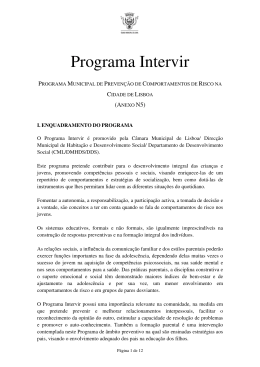 Programa Intervir - Pelouro dos Direitos Sociais / Câmara Municipal