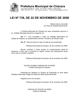 LEI Nº 73908 - Título Cidadão Benemérito Francisco de Oliveira Leite