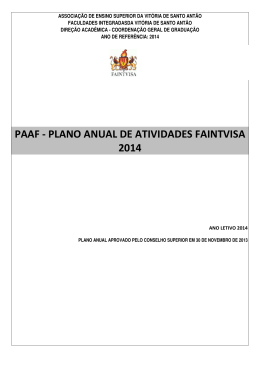 PAAF - PLANO ANUAL DE ATIVIDADES FAINTVISA 2014