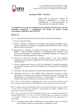Resolução PPMEC – 002/2015 Dispõe sobre as regras para