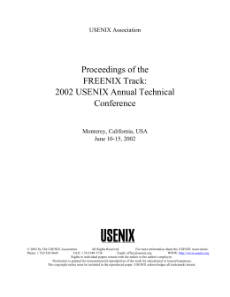 Proceedings of the FREENIX Track: 2002 USENIX Annual Technical