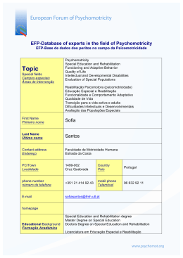 EFP-Database of experts in the field of Psychomotricity Sofia Santos