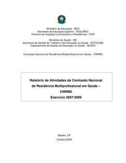 Relatório de Atividades da Comissão Nacional de Residência