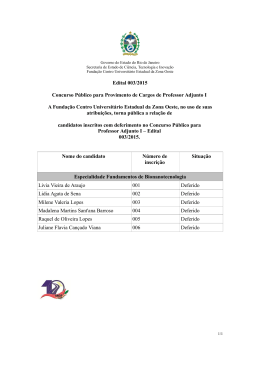 Lista de Candidatos - Edital 003/2015 - Uezo