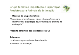 Grupo temático Importação e Exportação Produtos para Animais de