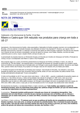 Info, "UE-27: Ribeiro e Castro quer IVA reduzido em benefício das