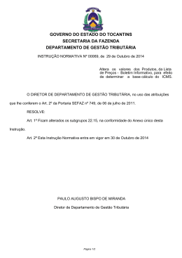 069, de 29.10.14 - ICMS - Governo do Estado do Tocantins