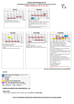colégio mercedário pio xii * este calendário poderá ser modificado