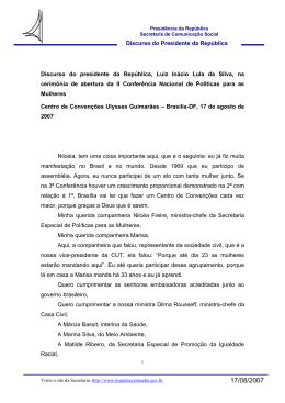 Discurso do Presidente da República Luiz Inácio Lula da Silva
