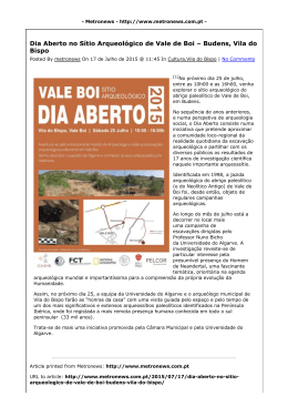 Dia Aberto no Sítio Arqueológico de Vale de Boi – Budens, Vila do