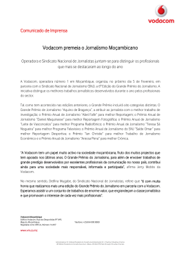 Vodacom premeia o Jornalismo Moçambicano