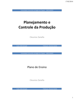 Planejamento e Controle da Produção