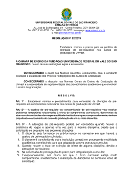 RESOLUÇÃO Nº 02/2013 Alteração de pré-requisito