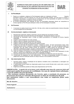 normas para revalidação de diploma de pós-graduação - PUC-Rio