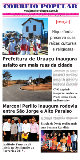 Prefeitura de Uruaçu inaugura asfalto em mais