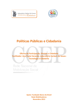 Cartilha Politicas Publicas e Cidadania