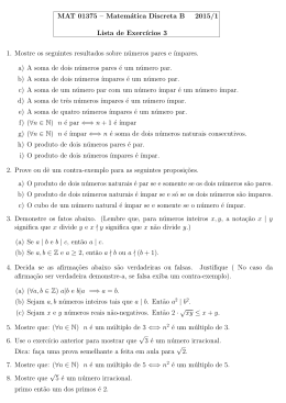 MAT 01375 – Matemática Discreta B 2015/1 Lista de Exerc
