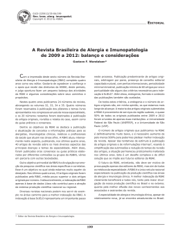 A Revista Brasileira de Alergia e Imunopatologia de 2009 a 2012