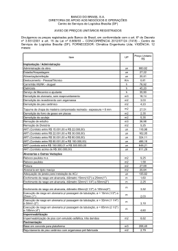 Aviso de preços unitários registrados - CC 2012