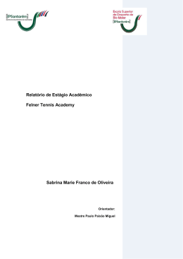 Relatório de Estagio Mestrado Sabrina Oliveira