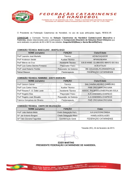 comissão técnica indoor 2013 - Federação Catarinense de Handebol