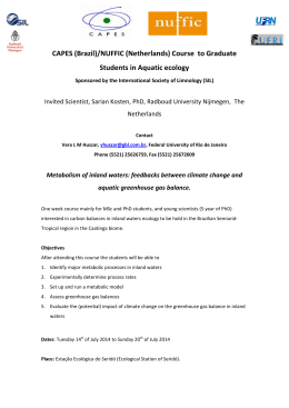 (Netherlands) Course to Graduate Students in Aquatic ecology