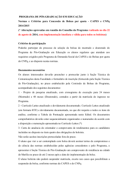 Normas da Comissão de Bolsas - Aprovada em 22-08-2014
