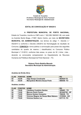 Estado do Tocantins Prefeitura Municipal de Porto Nacional