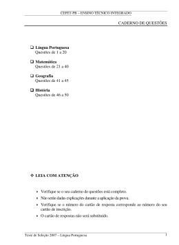 CADERNO DE QUESTÕES Língua Portuguesa Questões de 1 a 20