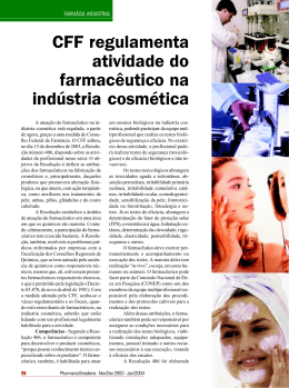 CFF regulamenta atividade do farmacêutico na indústria cosmética