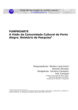 FUMPROARTE A Visão da Comunidade Cultural de Porto Alegre