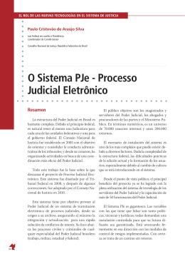 o Sistema PJe - Processo Judicial Eletrônico