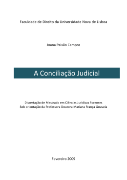 A Conciliação Judicial - Universidade Nova de Lisboa