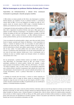 SBQ faz homenagem ao professor Etelvino Bechara pelos 70 anos