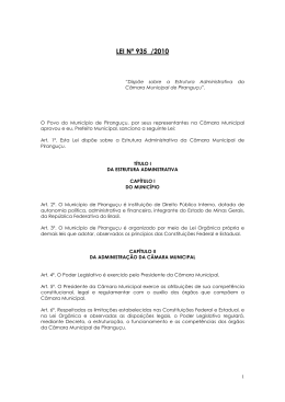 Lei Nº 935 - estrutura administrativa da câmara